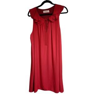 Amanda Uprichard Belle Maternity Dress Red Orange Sleeveless Ruffles Size XL